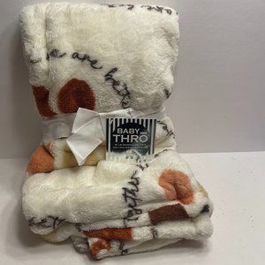 Baby Thro Decorative Throw Blanket 30x40 Inches Cream Floral Wording NEW